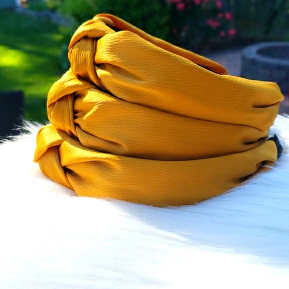 Satin Fabric Knot Headband in Yellow - Picture 2 of 4